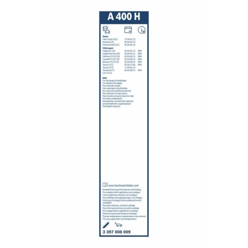 Wischblatt BOSCH 3 397 008 009 Rear Aerotwin für SKODA VW, hinten
