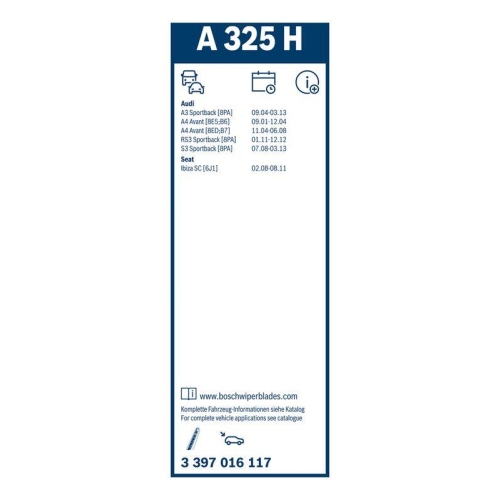 Wischblatt BOSCH 3 397 016 117 Rear Aerotwin für AUDI, hinten