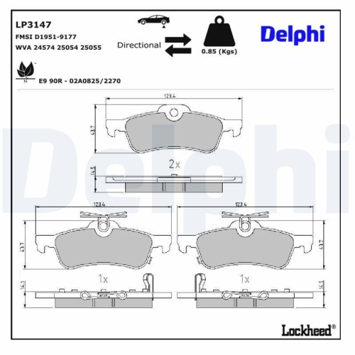 DELPHI LP3147 Bremsbelagsatz, Scheibenbremse f&uuml;r HONDA, Hinterachse
