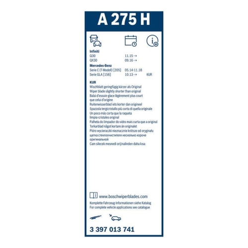 Wischblatt BOSCH 3 397 013 741 Rear Aerotwin für MERCEDES-BENZ, hinten