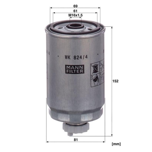Kraftstofffilter MANN-FILTER WK 824/4 f&uuml;r FORD ROVER LAND ROVER