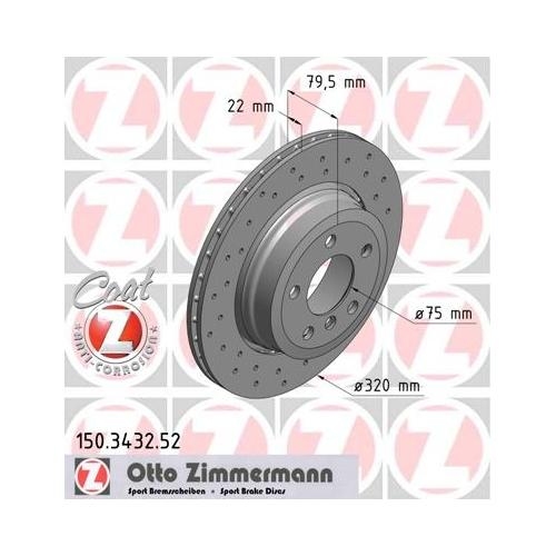 Bremsscheibe ZIMMERMANN 150.1298.52 SPORT Z für BMW, Vorderachse