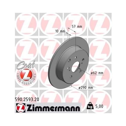 Bremsscheibe ZIMMERMANN 590.2592.20 COAT Z für TOYOTA, Vorderachse