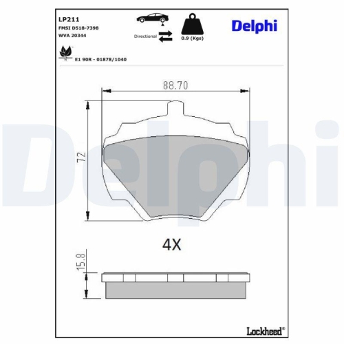 DELPHI LP211 Bremsbelagsatz, Scheibenbremse f&uuml;r ROVER LEYLAND DAF LAND ROVER
