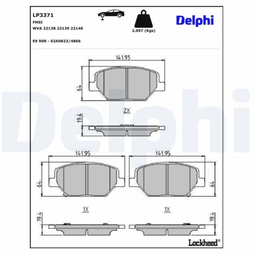 DELPHI LP3371 Bremsbelagsatz, Scheibenbremse f&uuml;r OPEL VAUXHALL, Vorderachse