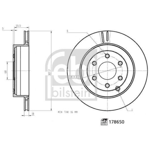 Bremsscheibe FEBI BILSTEIN 178650 f&uuml;r MERCEDES-BENZ NISSAN RENAULT, Hinterachse