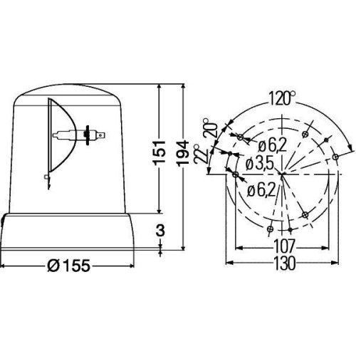 HELLA Rundumkennleuchte 2RL 008 061-101 KL 7000 für DAF OPEL SCANIA VOLVO CLAAS