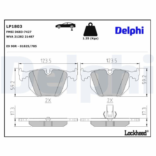 DELPHI LP1803 Bremsbelagsatz, Scheibenbremse f&uuml;r BMW LAND ROVER, Hinterachse
