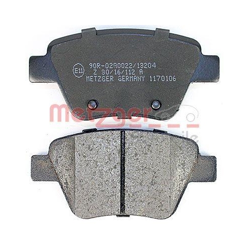 Bremsbelagsatz, Scheibenbremse METZGER 1170106 GREENPARTS f&uuml;r VAG, Hinterachse