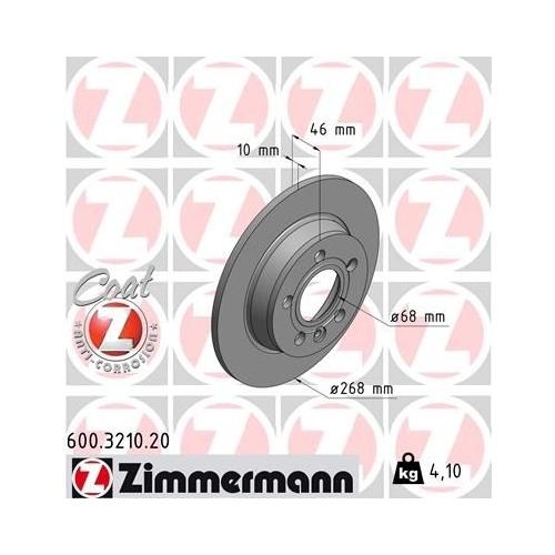 Bremsscheibe ZIMMERMANN 250.1346.20 COAT Z f&uuml;r FORD VAG, Vorderachse