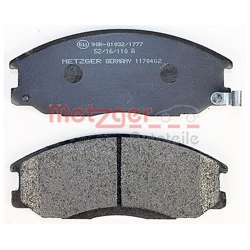 Bremsbelagsatz, Scheibenbremse METZGER 1170402 f&uuml;r HYUNDAI, Vorderachse