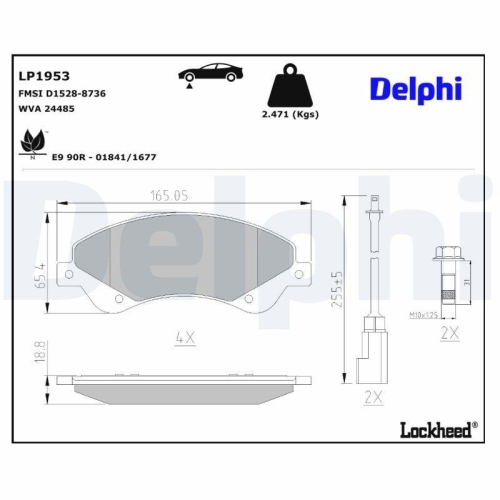 DELPHI LP1953 Bremsbelagsatz, Scheibenbremse f&uuml;r FORD, Vorderachse