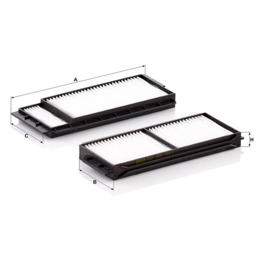 Filter, Innenraumluft MANN-FILTER CU 22 001-2 f&uuml;r MAZDA, unter der Mittelkonsole