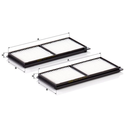 Filter, Innenraumluft MANN-FILTER CU 23 001-2 f&uuml;r MAZDA, unter der Mittelkonsole
