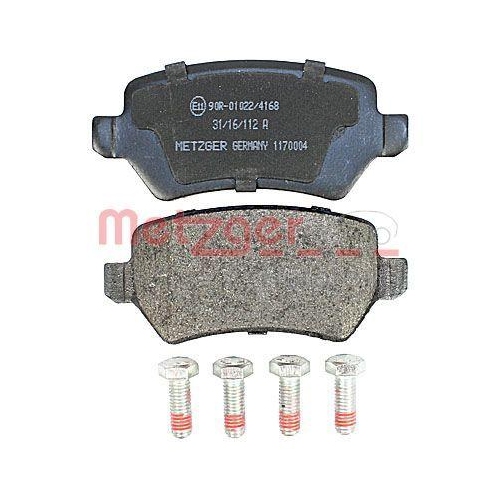 Bremsbelagsatz, Scheibenbremse METZGER 1170004 f&uuml;r OPEL KIA, Hinterachse