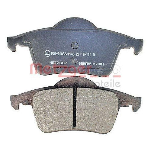 Bremsbelagsatz, Scheibenbremse METZGER 1170011 f&uuml;r VOLVO, Hinterachse