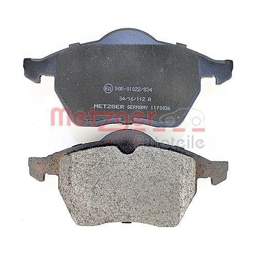 Bremsbelagsatz, Scheibenbremse METZGER 1170036 f&uuml;r VAG, Vorderachse