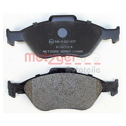 Bremsbelagsatz, Scheibenbremse METZGER 1170045 f&uuml;r FORD MAZDA, Vorderachse