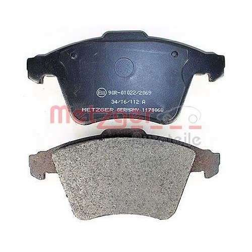 Bremsbelagsatz, Scheibenbremse METZGER 1170068 f&uuml;r VAG, Vorderachse