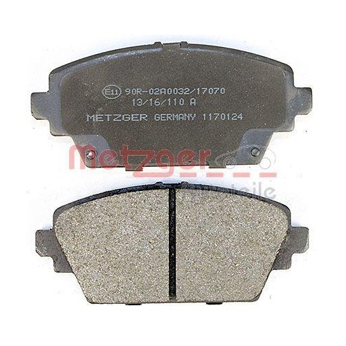 Bremsbelagsatz, Scheibenbremse METZGER 1170124 f&uuml;r HONDA NISSAN, Vorderachse