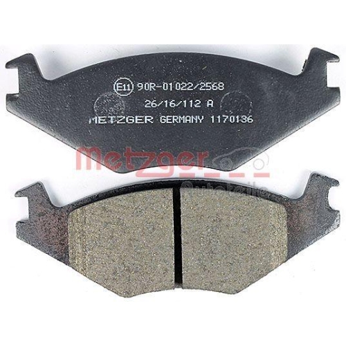 Bremsbelagsatz, Scheibenbremse METZGER 1170136 f&uuml;r VAG, Vorderachse