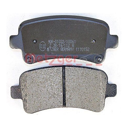 Bremsbelagsatz, Scheibenbremse METZGER 1170152 f&uuml;r OPEL SAAB, Hinterachse