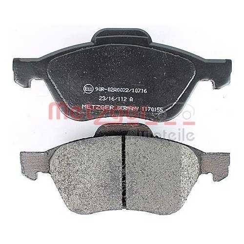 Bremsbelagsatz, Scheibenbremse METZGER 1170155 f&uuml;r RENAULT, Vorderachse
