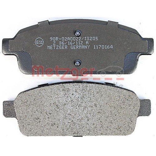 Bremsbelagsatz, Scheibenbremse METZGER 1170164 GREENPARTS f&uuml;r OPEL, Hinterachse