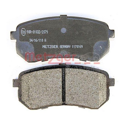 Bremsbelagsatz, Scheibenbremse METZGER 1170169 f&uuml;r KIA, Hinterachse