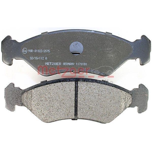 Bremsbelagsatz, Scheibenbremse METZGER 1170181 f&uuml;r FORD, Vorderachse