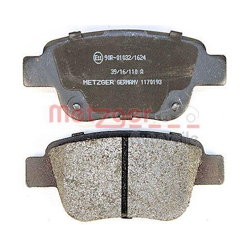 Bremsbelagsatz, Scheibenbremse METZGER 1170193 f&uuml;r TOYOTA, Hinterachse