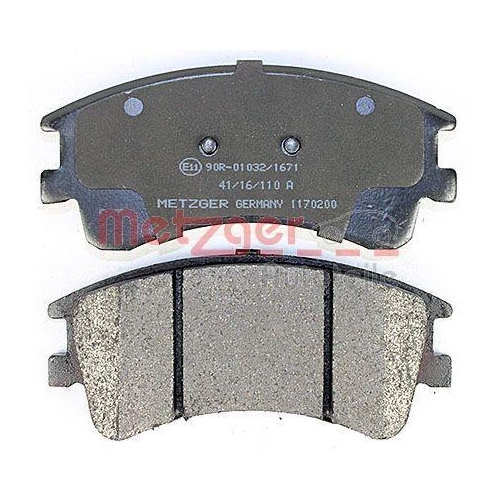Bremsbelagsatz, Scheibenbremse METZGER 1170200 f&uuml;r MAZDA, Vorderachse
