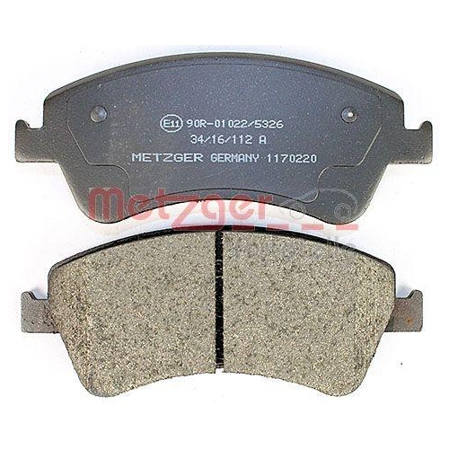 Bremsbelagsatz, Scheibenbremse METZGER 1170220 f&uuml;r TOYOTA, Vorderachse