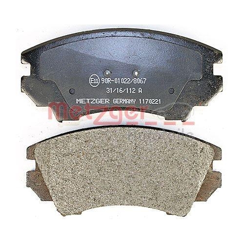 Bremsbelagsatz, Scheibenbremse METZGER 1170221 f&uuml;r OPEL, Vorderachse