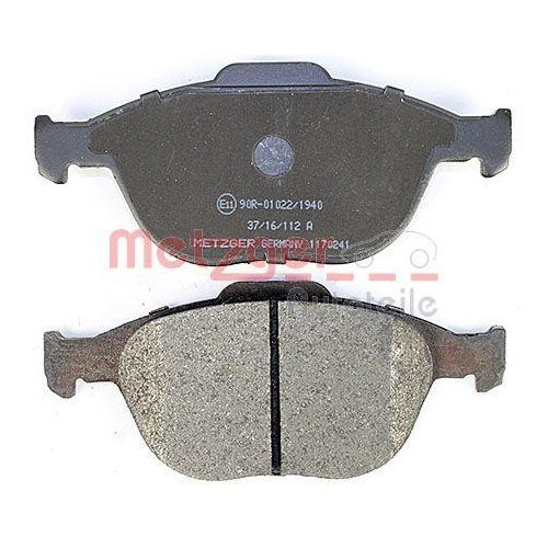 Bremsbelagsatz, Scheibenbremse METZGER 1170241 f&uuml;r FORD, Vorderachse