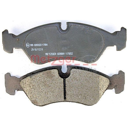 Bremsbelagsatz, Scheibenbremse METZGER 1170252 f&uuml;r OPEL DAEWOO, Vorderachse