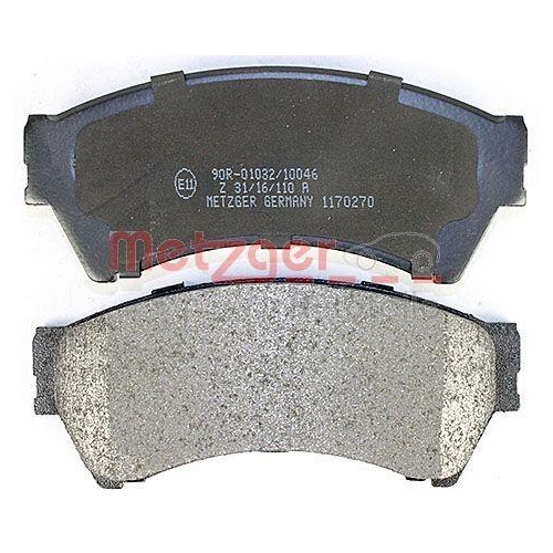 Bremsbelagsatz, Scheibenbremse METZGER 1170270 f&uuml;r MAZDA, Vorderachse