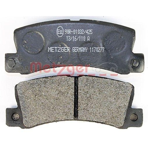 Bremsbelagsatz, Scheibenbremse METZGER 1170277 f&uuml;r TOYOTA, Hinterachse
