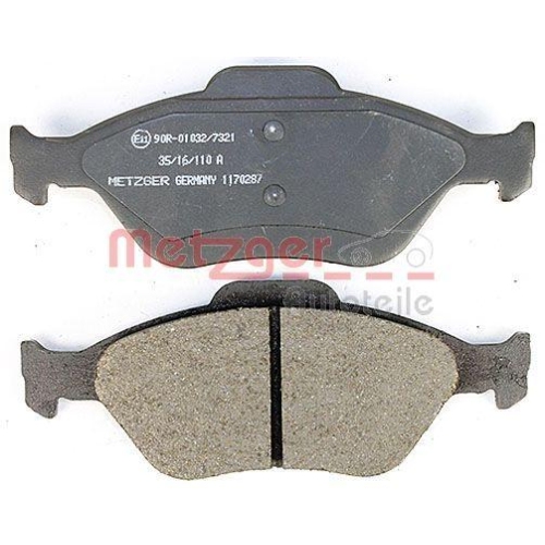 Bremsbelagsatz, Scheibenbremse METZGER 1170287 f&uuml;r TOYOTA, Vorderachse