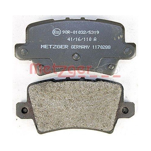 Bremsbelagsatz, Scheibenbremse METZGER 1170288 f&uuml;r HONDA, Hinterachse