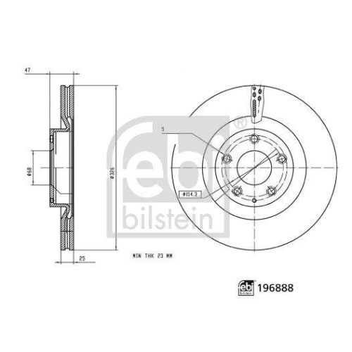 FEBI BILSTEIN 196888 2 St&uuml;ck Bremsscheiben f&uuml;r MAZDA, Vorderachse