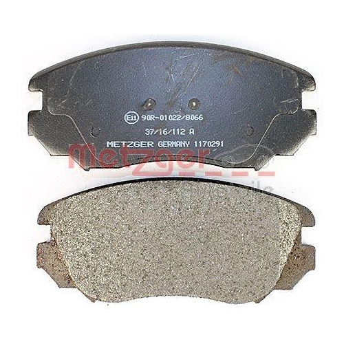 Bremsbelagsatz, Scheibenbremse METZGER 1170291 f&uuml;r OPEL SAAB, Vorderachse