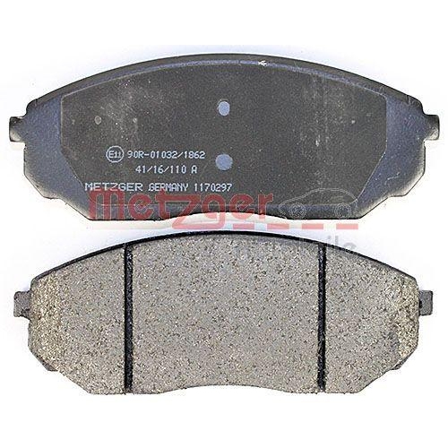 Bremsbelagsatz, Scheibenbremse METZGER 1170297 f&uuml;r KIA, Vorderachse