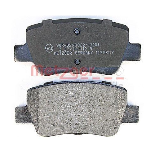 Bremsbelagsatz, Scheibenbremse METZGER 1170307 f&uuml;r TOYOTA, Hinterachse