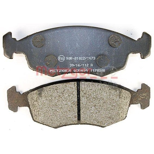 Bremsbelagsatz, Scheibenbremse METZGER 1170308 f&uuml;r FIAT, Vorderachse