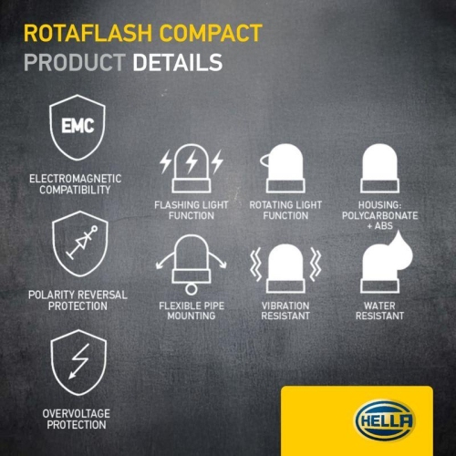 HELLA Blitz-Kennleuchte 2XD 013 878-011 f&uuml;r AEBI DAF FRUEHAUF VOLVO FAUN HOLDER