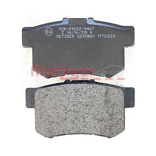 Bremsbelagsatz, Scheibenbremse METZGER 1170328 f&uuml;r HONDA, Hinterachse