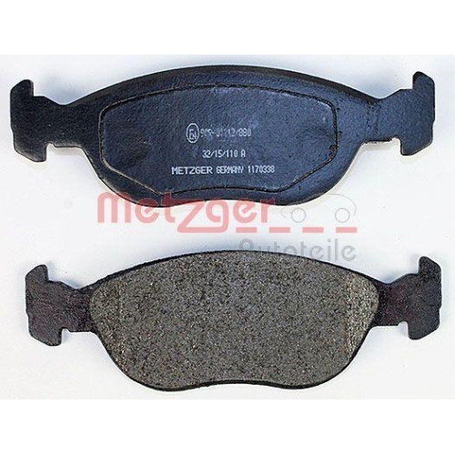 Bremsbelagsatz, Scheibenbremse METZGER 1170338 f&uuml;r ALFA ROMEO FIAT, Vorderachse