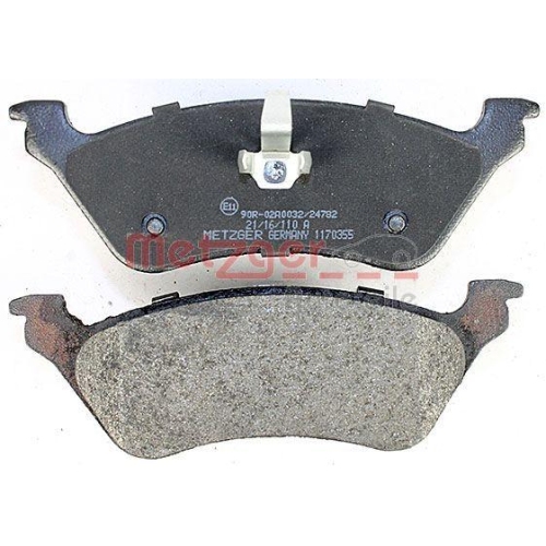 Bremsbelagsatz, Scheibenbremse METZGER 1170355 f&uuml;r CHRYSLER, Hinterachse