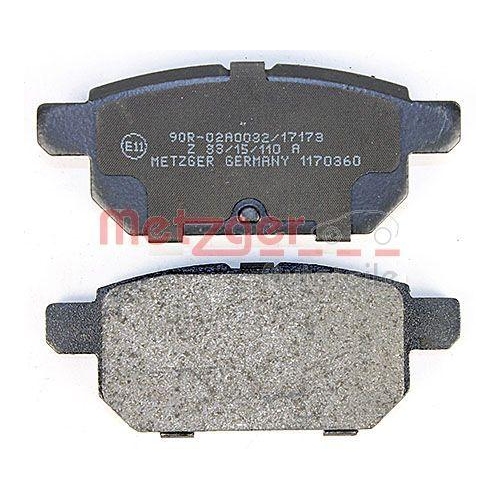 Bremsbelagsatz, Scheibenbremse METZGER 1170360 f&uuml;r SUZUKI, Hinterachse